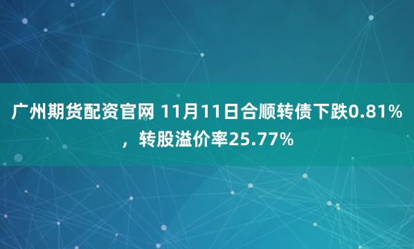 广州期货配资官网 11月11日合顺转债下跌0.81%，转股溢价率25.77%