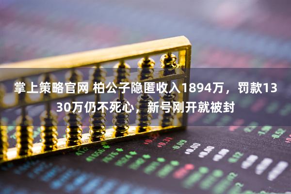 掌上策略官网 柏公子隐匿收入1894万，罚款1330万仍不死心，新号刚开就被封