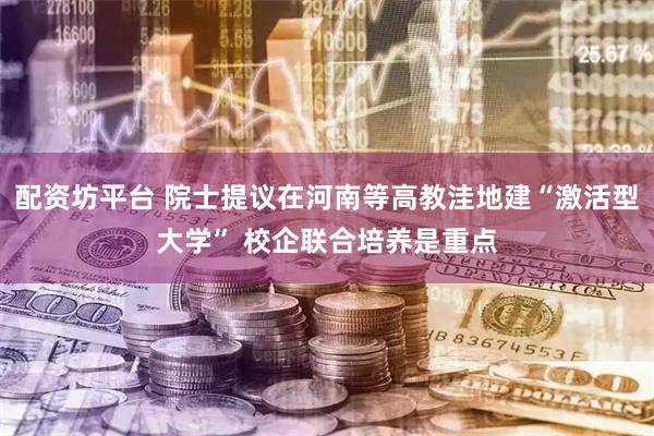配资坊平台 院士提议在河南等高教洼地建“激活型大学” 校企联合培养是重点