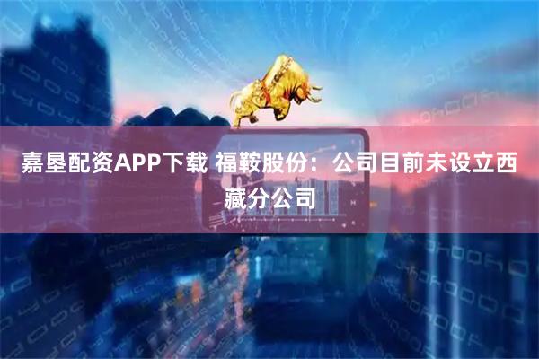 嘉垦配资APP下载 福鞍股份：公司目前未设立西藏分公司