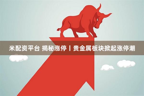 米配资平台 揭秘涨停丨贵金属板块掀起涨停潮